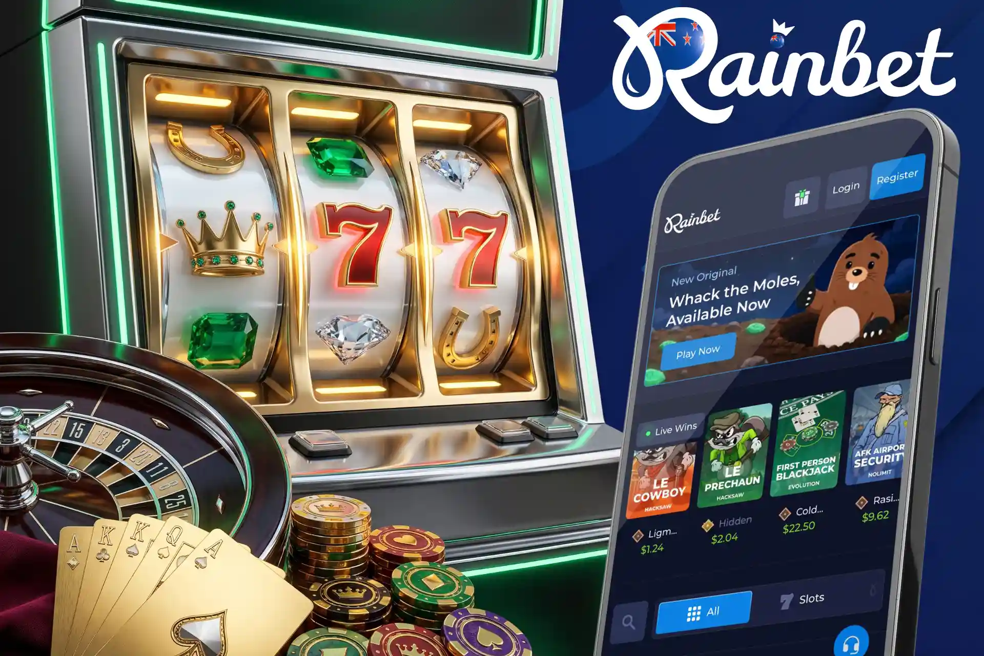 Online casino featuring pokies, live dealer games and table games.